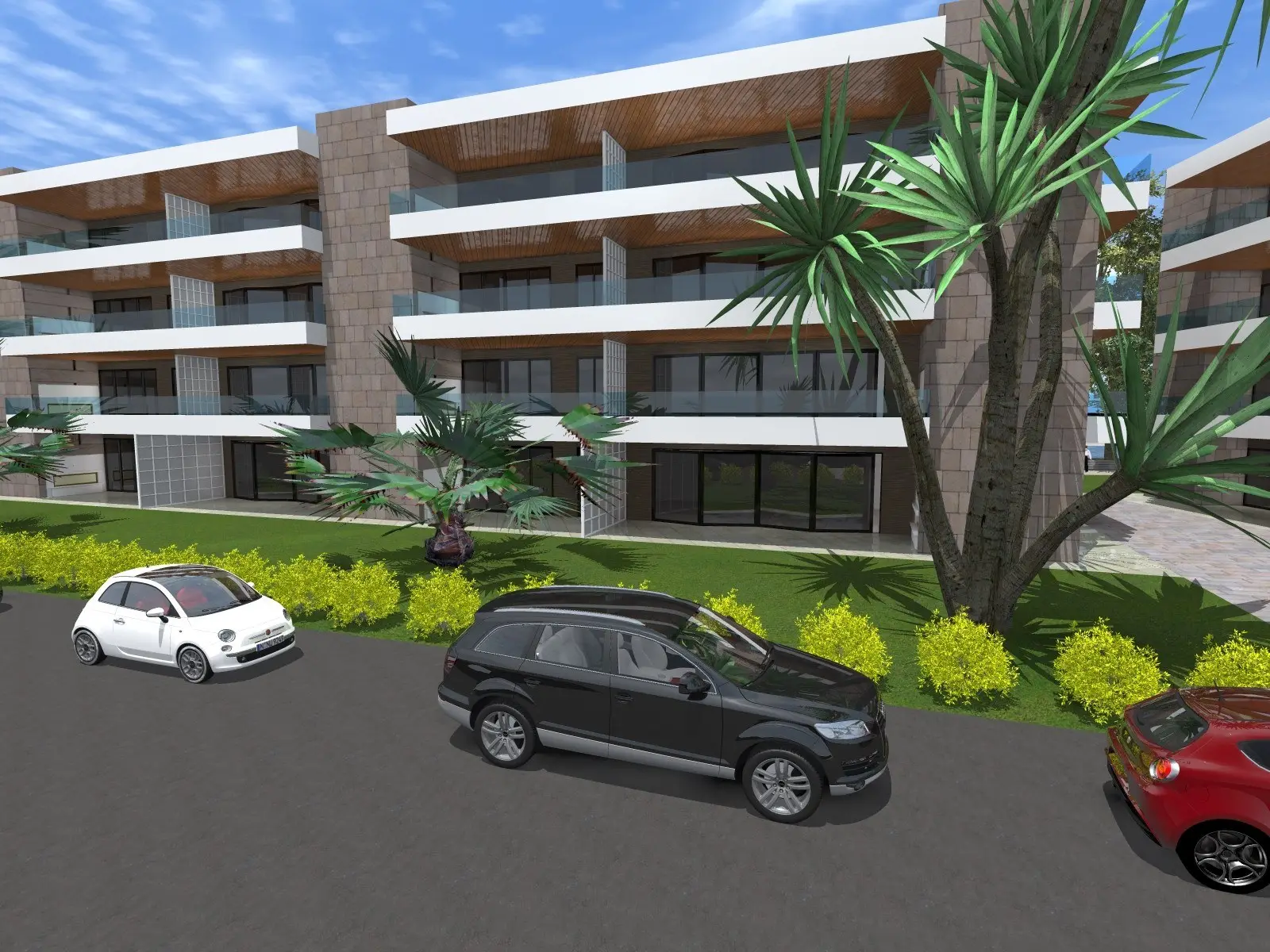 Complejo de viviendas en el Partido de la Costa · render 3D, vista 1