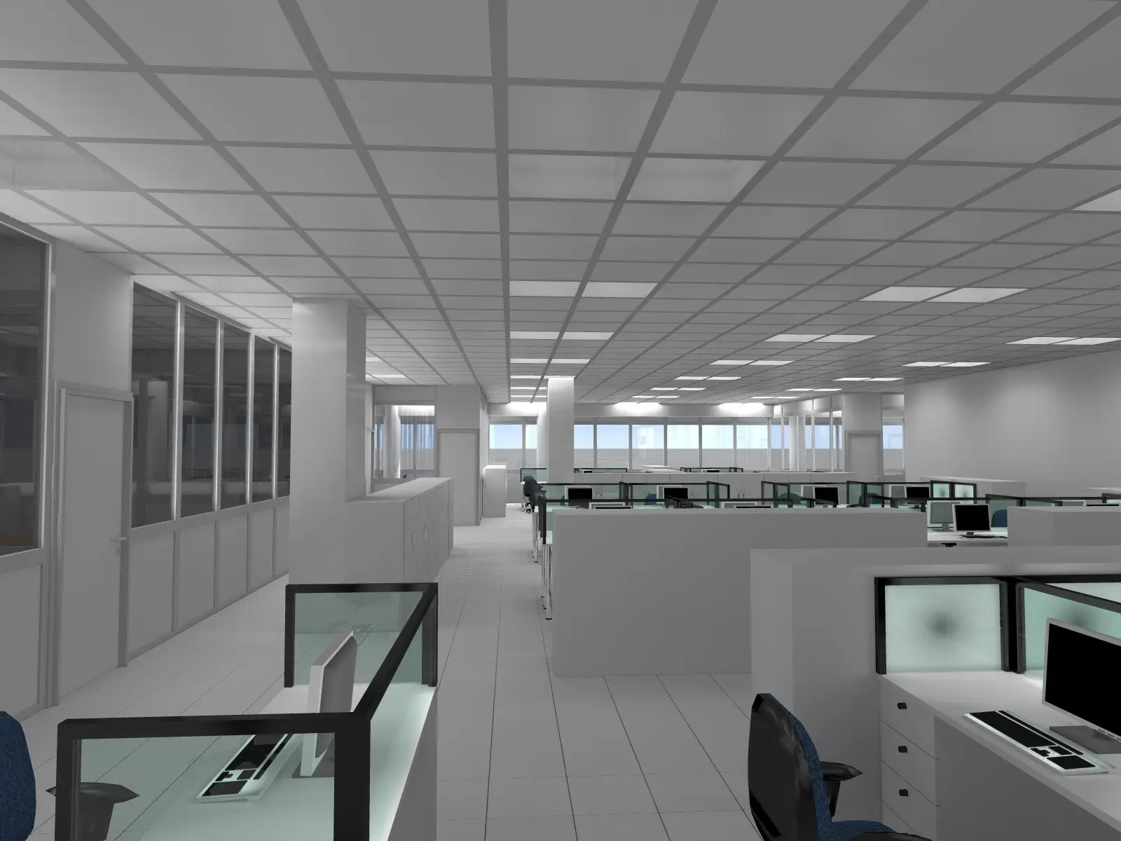 Oficinas corporativas · render 3D, vista 2