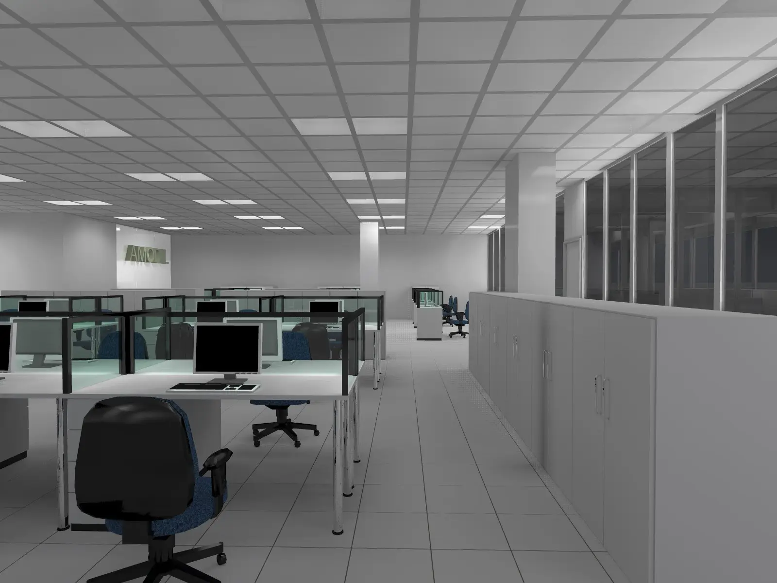 Oficinas corporativas · render 3D, vista 3